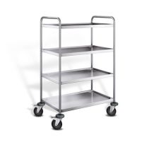 Edelstahl Servierwagen mit 4 Ladeflächen