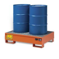 Auffangwanne für 2x200 l Fässer -  lackiert mit verzinktem Gitterrost