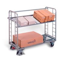 Shelf trolley with 2 mesh shelves, galvanised