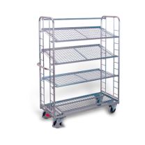 Shelf trolley with 4 mesh shelves, galvanised