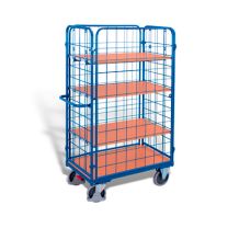 Shelf trolley, high with 4 walls and 4 shelves