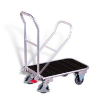 Aluminium folding pushbar trolley with grooved rubber mat