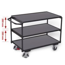 Tischwagen VARIOfit® mit 3 Ladeflächen, RAL 7016