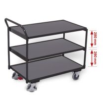 Leichter Tischwagen VARIOfit® mit 3 Ladeflächen, RAL 7016