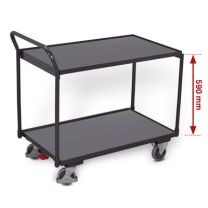 Leichter Tischwagen VARIOfit® mit 2 Ladeflächen, RAL 7016