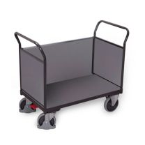 Triple wall trolley with wood, RAL 7016