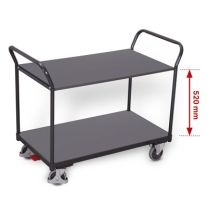 Table trolley with 2 loading areas, RAL 7016, light version