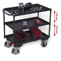  Heavy table trolley with 3 loading areas, RAL 7016