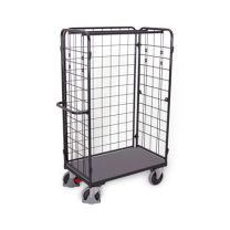 VARIOfit three-walled parcel trolley, high, RAL 7016