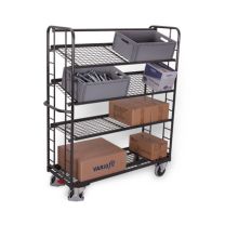 VARIOfit shelf trolley with 4 wire mesh shelves, RAL 7016