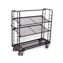 VARIOfit shelf trolley with 3 wire mesh shelves, RAL 7016