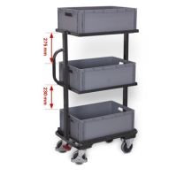 VARIOfit® Beistellwagen mit 3 Kunststoffkisten, RAL 7016