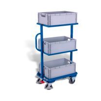 VARIOfit® Beistellwagen mit 3 Kunststoffkisten, RAL 5010