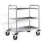 Stainless steel serving trolley with 3 shelves