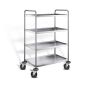 Stainless steel serving trolley with 4 shelves