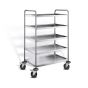 Stainless steel serving trolley with 5 shelves