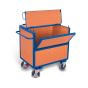 Box trolley with board panels and lid, welded