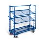 Shelf trolley with 3 mesh shelves