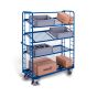 Shelf trolley with 4 mesh shelves