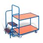 Order-picking trolley with 2 shelves, low