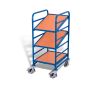 Euro container trolley with 3 wooden shelves