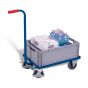 Push-handle dolly with plastic crate