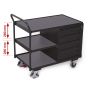 Workshop trolley with 3 loading areas, 4 drawers, RAL 7016