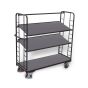 VARIOfit shelf trolley with 3 inclinable wooden shelves, RAL 7016