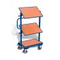 Small order-picking trolley with 3 wooden shelves, tiltable