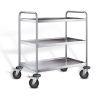Stainless steel serving trolley with 3 shelves