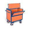Box trolley with board panels and lid, welded