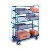 Shelf trolley with 4 mesh shelves