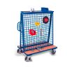 Workpiece trolley with top shelf