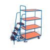 Order-picking trolley with 4 shelves, high