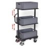 VARIOfit storage trolley with 3 plastic crates RAL 7016