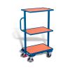 Small order-picking trolley with 3 wooden shelves