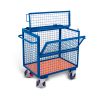 Box trolley with mesh and lid, welded