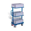 Small order-picking trolley with 3 plastic crates