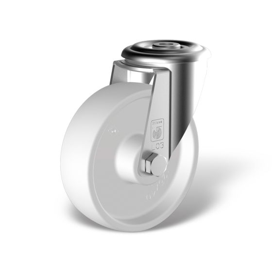 Swivel castor with bolt hole, wheel type KN