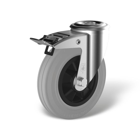 Swivel castor with bolt hole back stop (FSTF) wheel type WK