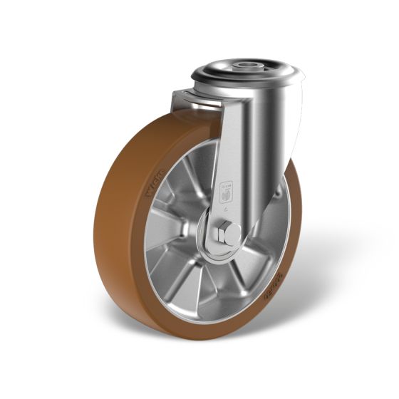 Swivel castor with bolt hole, wheel type PE