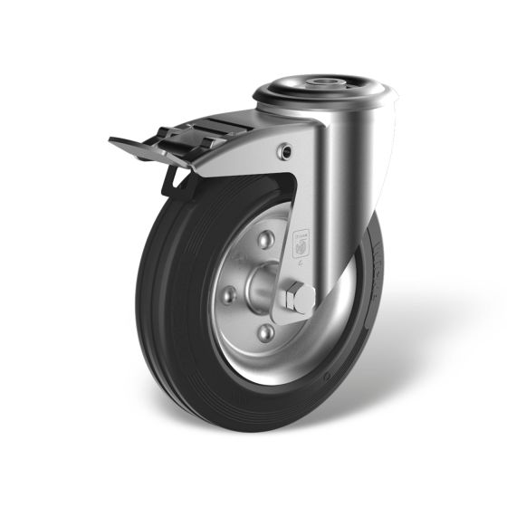 Swivel castor with bolt hole back stop (FSTF) wheel type GB