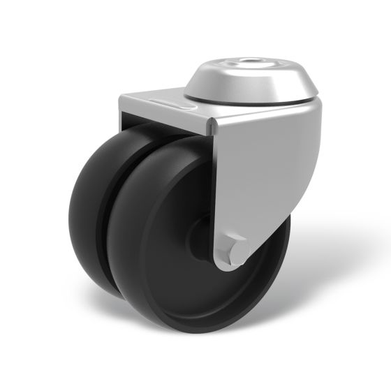 Institutional twin swivel castors with bolt hole - AK DLAR