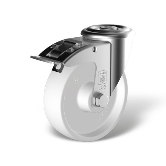 Swivel castor with bolt hole back stop (FSTF) wheel type KN