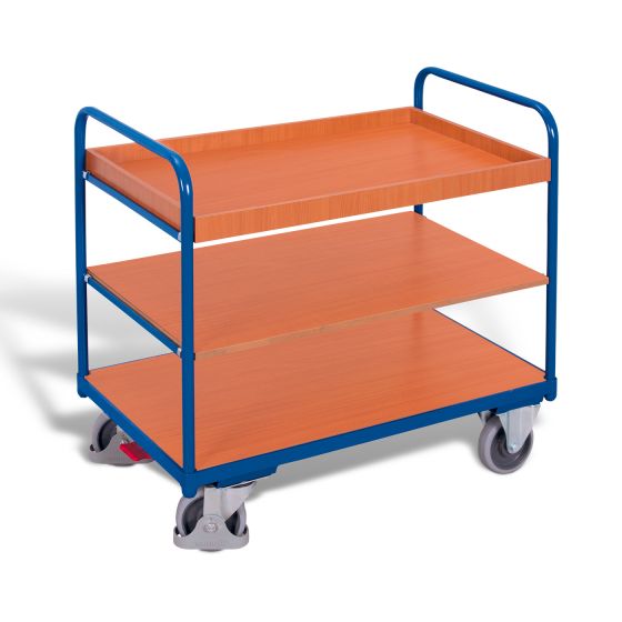 Shelf trolley, low with 1 tray 2 shelves