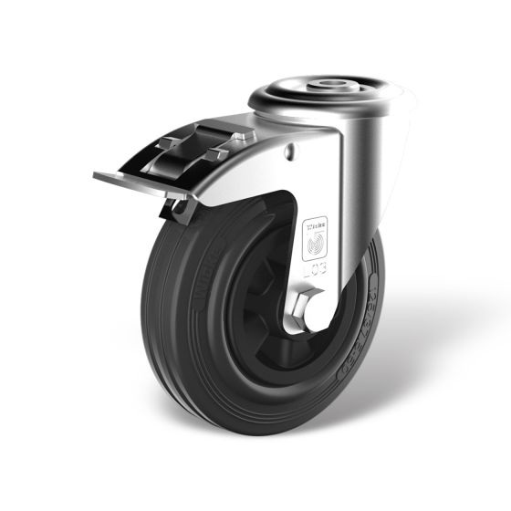 Swivel castor with bolt hole back stop (FSTF) wheel type GK