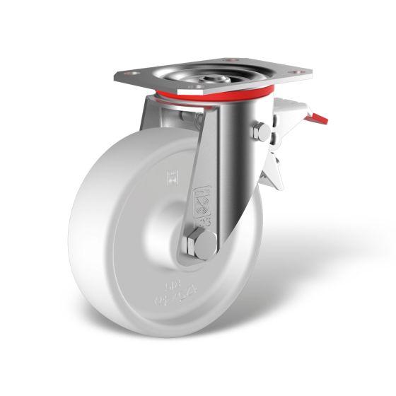 Container swivel castors with front stop (FSTR) wheel type PP