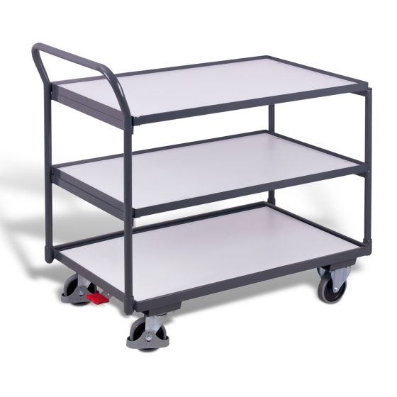 ESD table trolley with 3 load surfaces
