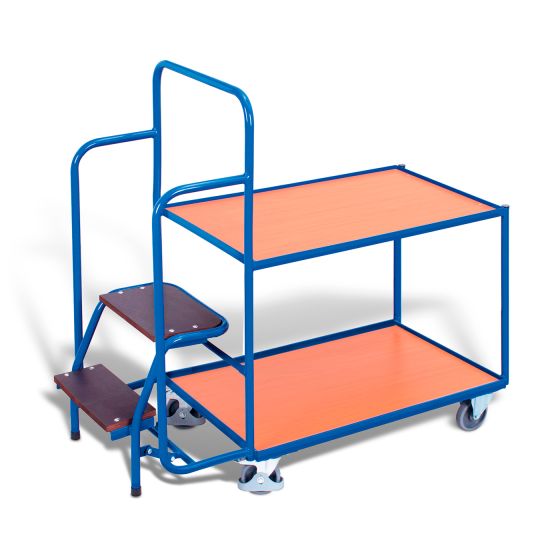 Order-picking trolley with 2 shelves, low