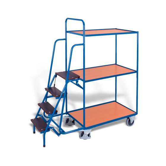 Order-picking trolley with 3 shelves, high